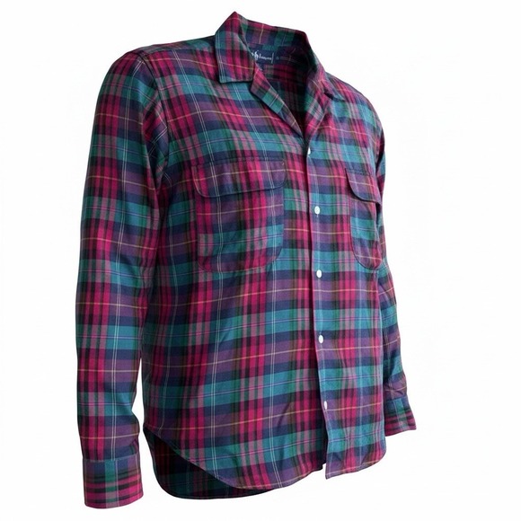 Lauren Ralph Lauren Tops - Ralph Lauren Women's Relaxed Fit Plaid Cotton Shirt Green Multi Women's 12